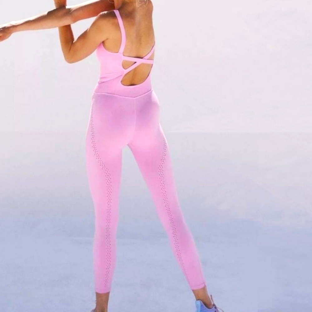 FREE People FP Movement Good Karma Onesie Tank Leotard Pink NEW! - Picture 3 of 7